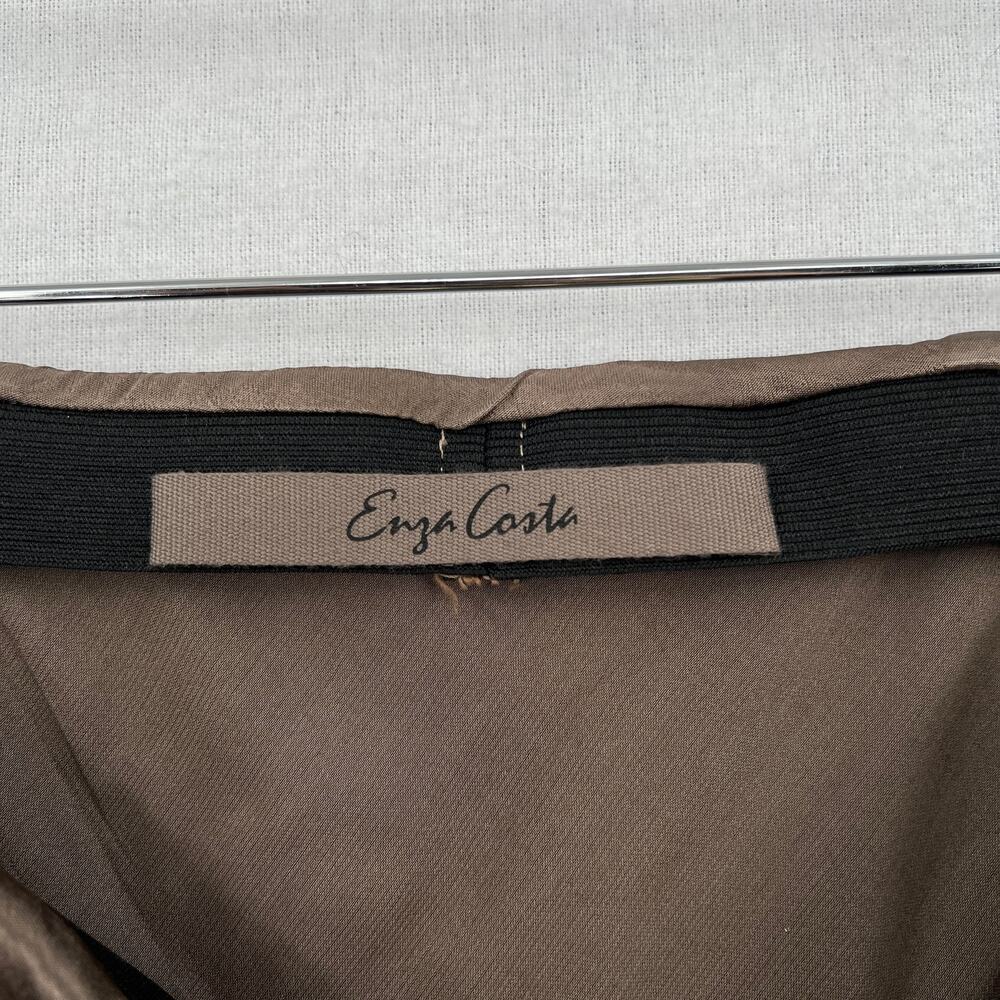 ENZA COSTA Satin Bias Cut Skirt Womens Small 1 Shiitake Brown Midi Pull on Slip - Picture 11 of 16